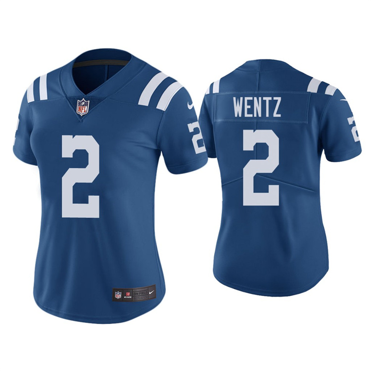 Women's Indianapolis Colts #2 Carson Wentz Blue Vapor Untouchable Limited Stitched Jersey(Run Small)